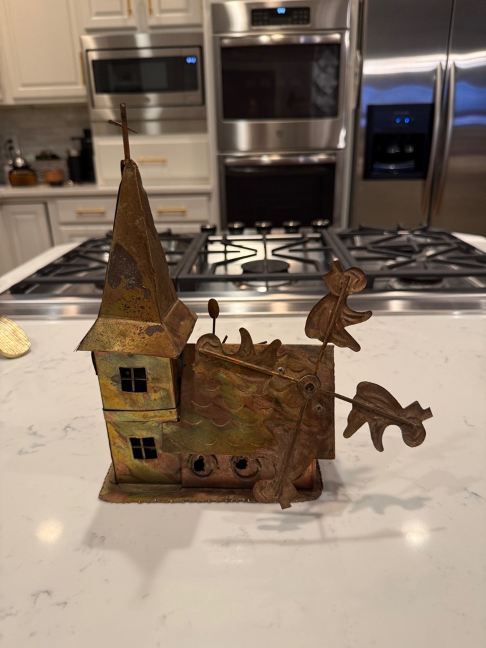 Copper Musical Angel Wind Mill Sculpture Music Box Plays Amazing Grace